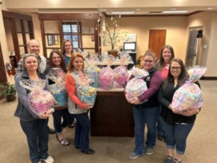 TSB's Pigeon Forge Branch prepared Easter Baskets for the children of Isaiah 117 House.    